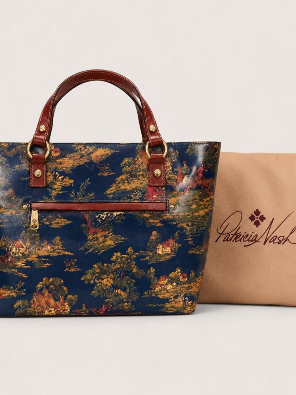 Patricia Nash Alessano Tote Kent Countryside Navy Scenic Print NWT - Picture 6 of 7